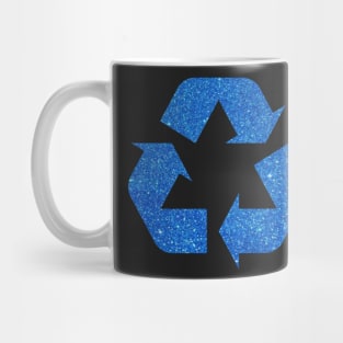 Ocean Blue Faux Glitter Recycle Symbol Mug